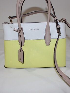 kate spade Two-Tone Yellow, White & Beige Leather Satchel